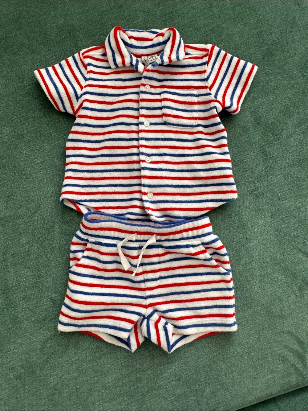 Janie & Jack 3-6M Striped Two-Piece Lounge Set - Red, Blue, White